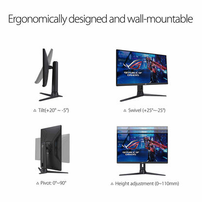 ASUS ROG Strix XG276Q Gaming Monitor - 27" FHD (1920 x 1080), IPS, 170Hz (Above 144Hz), 1ms GTG, Extreme Low Motion Blur, G-Sync compatible, FreeSync Premium, DisplayHDR™ 400, Tripod socket