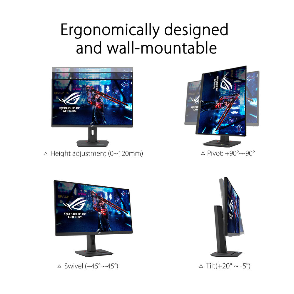 ASUS ROG Strix XG27ACS 27" USB Type-C Gaming Monitor - WQHD (2560x1440), 180Hz (Above 144Hz), 1ms(GTG), Fast IPS, ELMB-SYNC, ADAPTIVE-SYNC, USB Type-C, G-SYNC, DisplayWidget Center, Tripod Socket, HDR
