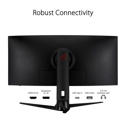 ASUS ROG Strix XG349C Ultra-wide Curved Gaming Monitor - 34” UWQHD (3440 x 1440), 180Hz, 1ms, ELMB Sync, 135% sRGB, G-Sync Compatible, DisplayHDR 400, Eye Care, USB-C, DisplayPort, HDMI