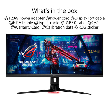 ASUS ROG Strix XG349C Ultra-wide Curved Gaming Monitor - 34” UWQHD (3440 x 1440), 180Hz, 1ms, ELMB Sync, 135% sRGB, G-Sync Compatible, DisplayHDR 400, Eye Care, USB-C, DisplayPort, HDMI
