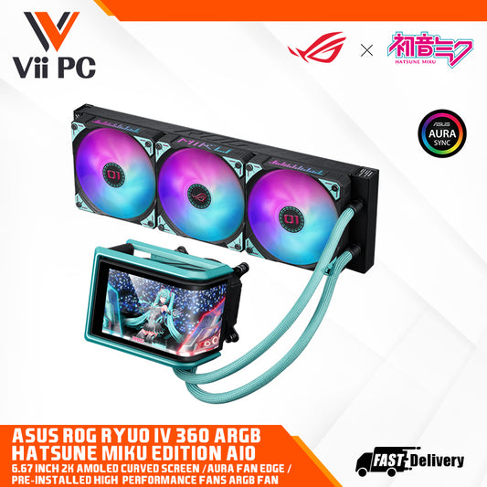 ASUS ROG RYUO IV 360 ARGB Hatsune Miku Edition AIO (6.67" 2K AMOLED Curved Screen / AURA Fan Edge / Pre-Installed High Performance ARGB fans)