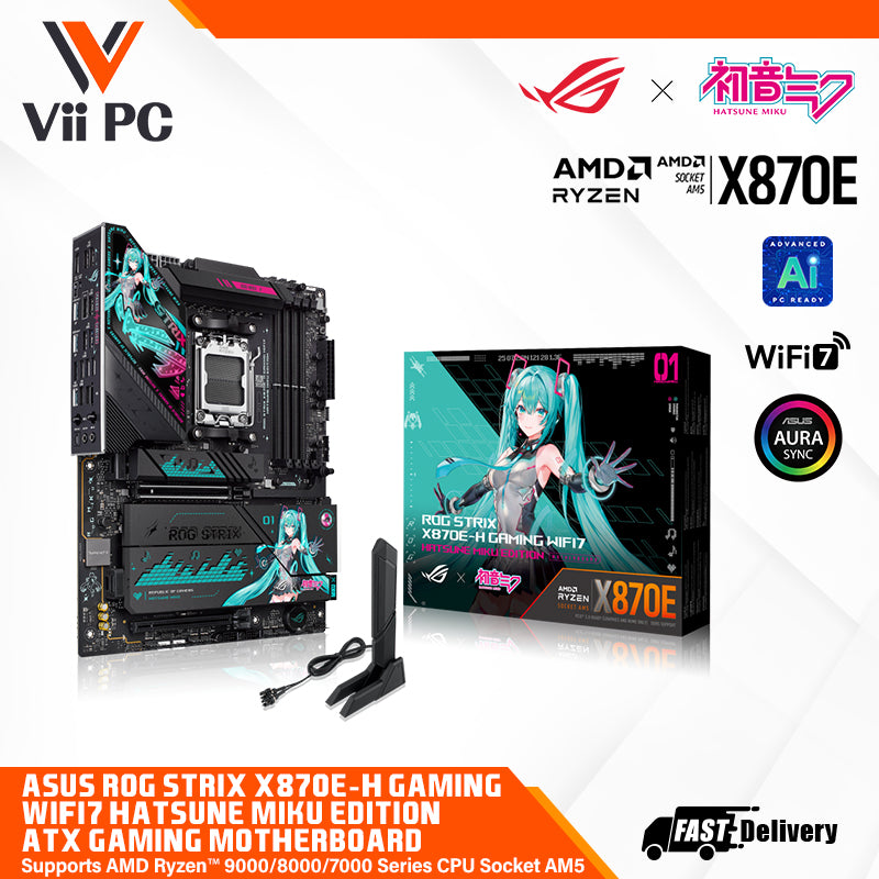 ASUS ROG STRIX X870E-H GAMING WIFI7 HATSUNE MIKU EDITION ATX Gaming Motherboard