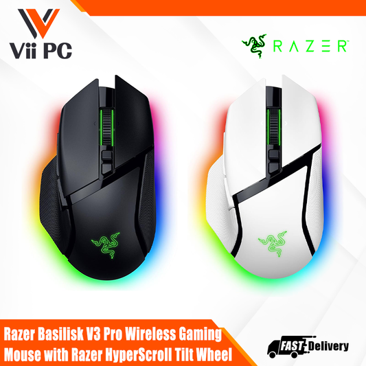 Razer Basilisk V3 Pro - Customizable Wireless Gaming Mouse with Razer HyperScroll Tilt Wheel (Black/White)