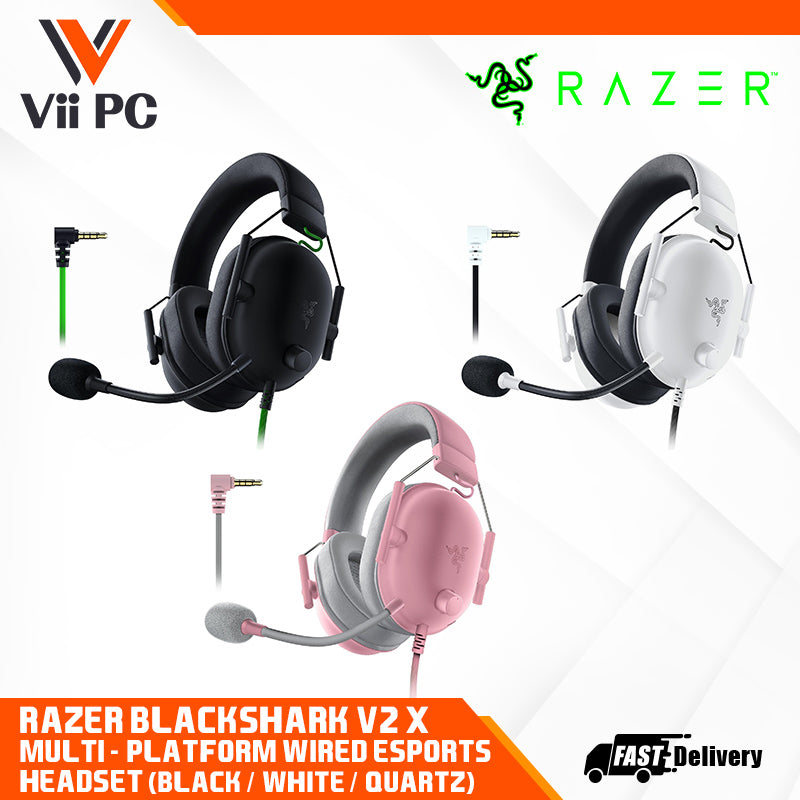 RAZER BlackShark V2 X - Multi-platform Wired Esports Headset, 3.5mm Jack (Black/White/Quartz) - FRML Packaging