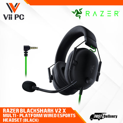RAZER BlackShark V2 X - Multi-platform Wired Esports Headset, 3.5mm Jack (Black/White/Quartz) - FRML Packaging