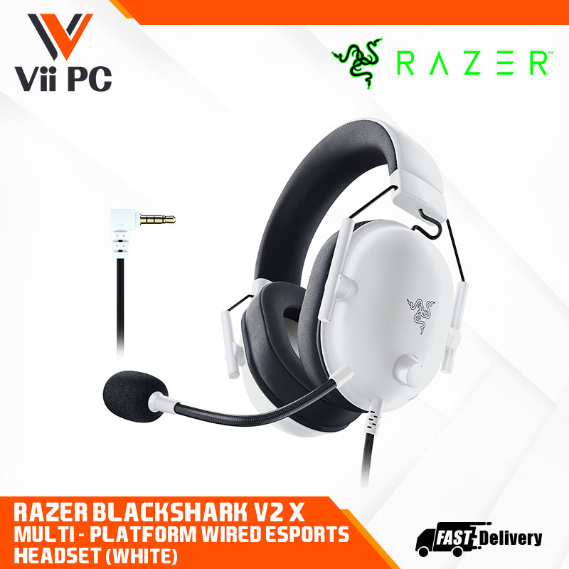 RAZER BlackShark V2 X - Multi-platform Wired Esports Headset, 3.5mm Jack (Black/White/Quartz) - FRML Packaging