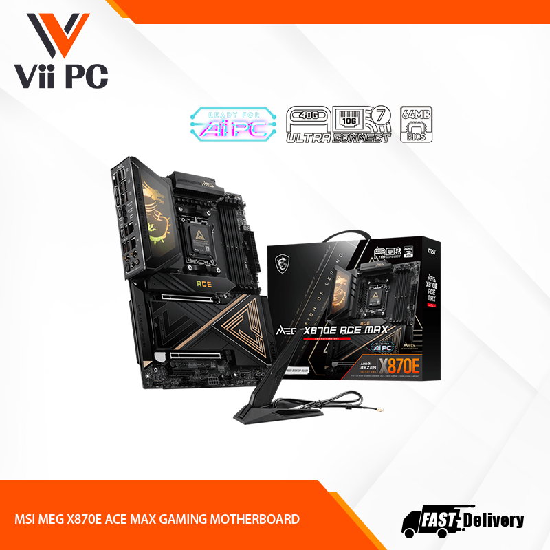 MSI MEG X870E ACE MAX GAMING MOTHERBOARD featuring OC Engine, PCIe 5.0, 10G + 5G LAN, USB4, Wi-Fi 7, premium Frozr and EZ DIY design