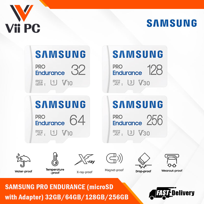 SAMSUNG PRO Endurance microSDXC Memory Card with Adapter 32GB/64GB/128GB/256GB Card up to 200MB/s Read, compatible to UHS-I