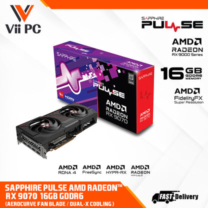 SAPPHIRE PULSE AMD Radeon™ RX 9070 16GB GDDR6 Graphics Card