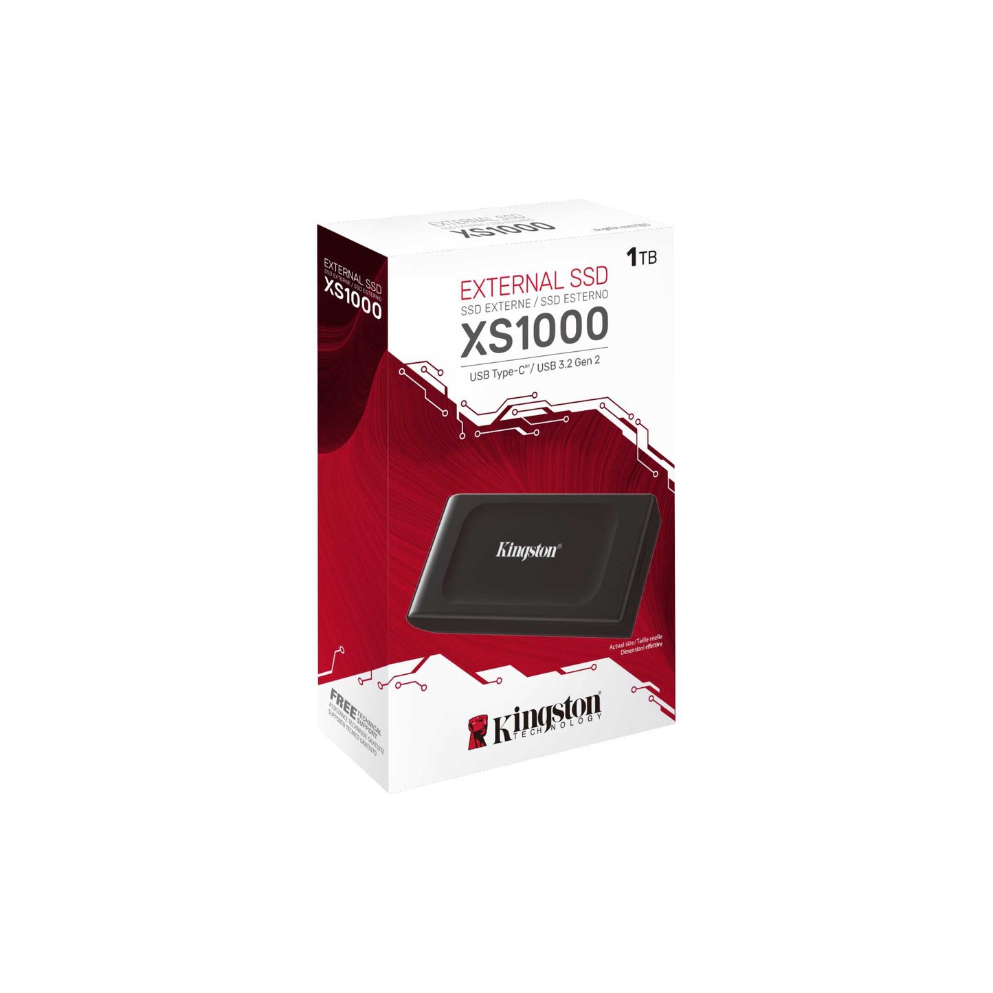 Kingston XS1000 Portable SSD - (1000GB/2000GB) - (Black/Red)