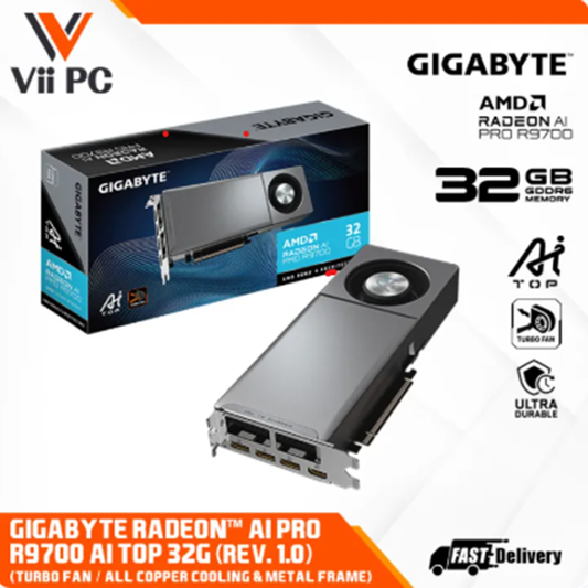 GIGABYTE Radeon™ AI PRO R9700 AI TOP 32GB DDR6 Turbo Fan cooling system AI GRAPHIC CARD