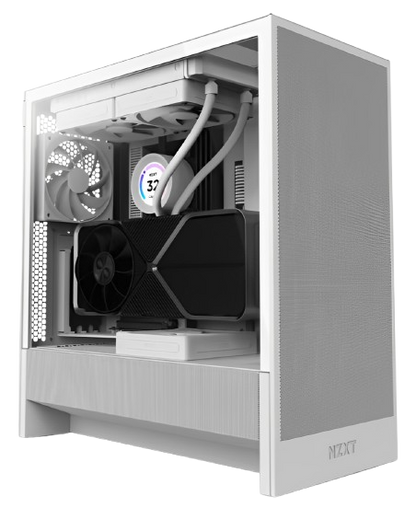 NZXT H5 FLOW (2 F120Q fans) / H5 FLOW RGB (1 F120Q + 1 F360 RGB Core fans) - Compact ATX Mid-Tower Airflow Case (Black/White)
