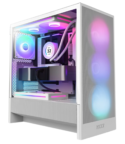 NZXT H5 FLOW (2 F120Q fans) / H5 FLOW RGB (1 F120Q + 1 F360 RGB Core fans) - Compact ATX Mid-Tower Airflow Case (Black/White)