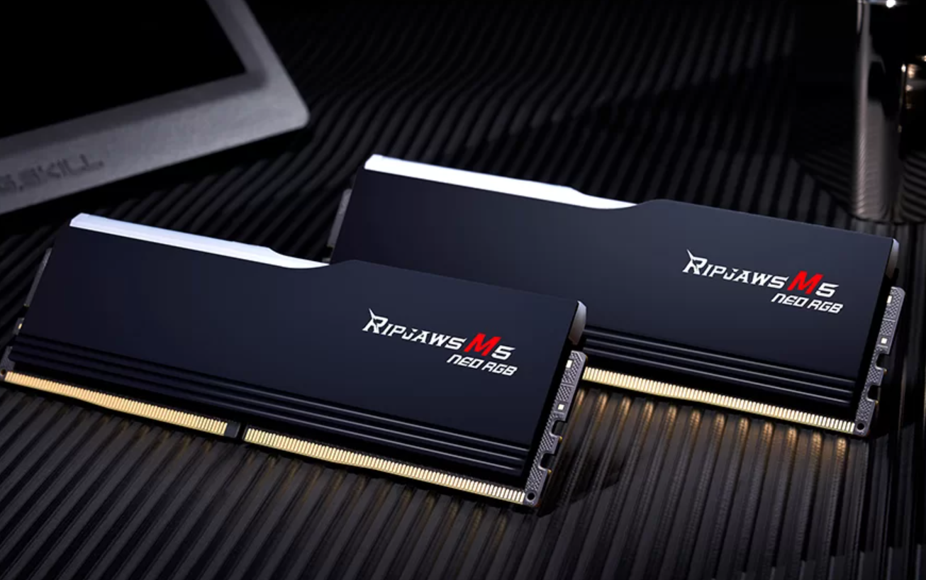 G.SKILL Ripjaws M5 Neo RGB: 32GB/64GB DDR5-6000/6400 MT/s - AMD EXPO Profile Ready, Dual Channel Kit (BLACK/WHITE)