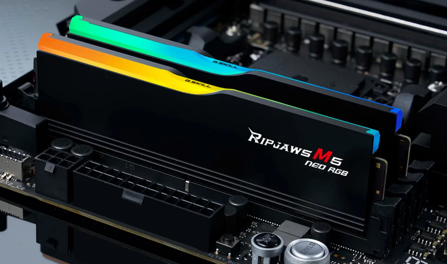 G.SKILL Ripjaws M5 Neo RGB: 32GB/64GB DDR5-6000/6400 MT/s - AMD EXPO Profile Ready, Dual Channel Kit (BLACK/WHITE)