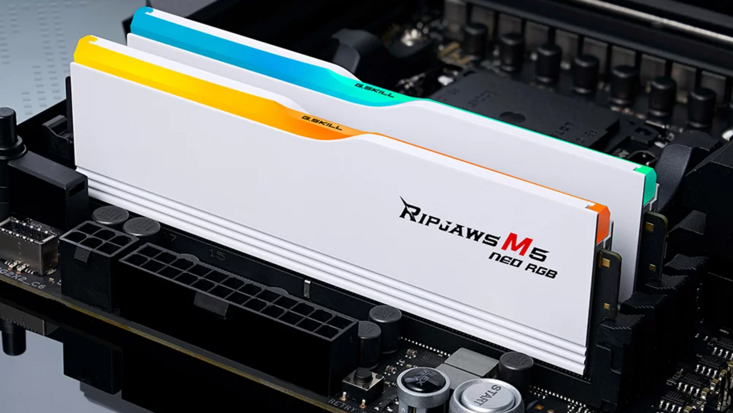 G.SKILL Ripjaws M5 Neo RGB: 32GB/64GB DDR5-6000/6400 MT/s - AMD EXPO Profile Ready, Dual Channel Kit (BLACK/WHITE)