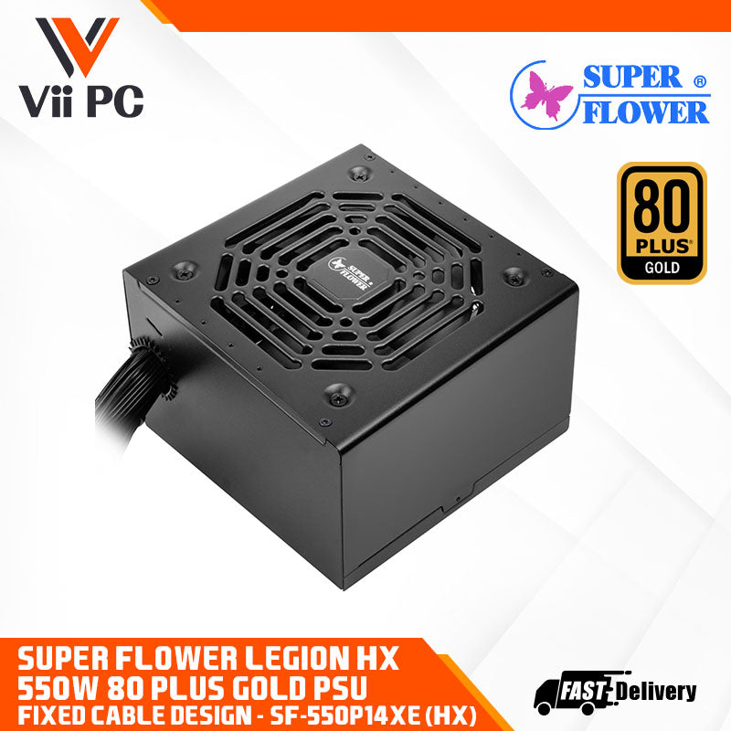 Super Flower LEGION HX 550W 80 Plus® Gold Power Supply (Fixed Cable Design) - Support All Intel / AMD Multi-Core CPU, ATX / BTX Compatible Motherboards, Support NVIDIA® SLI™ & ATI CrossFireX™ High Performance Graphic Card