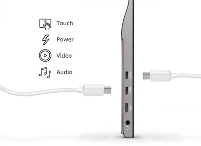 ViewSonic TD1655 16” 10-point Touch Portable Monitor, Extend Your Content from Mobile Devices, Flexible Setup with 2 x USB Type C, Anti-slip Cover, Aluminum stand, 6H hardness, Grey