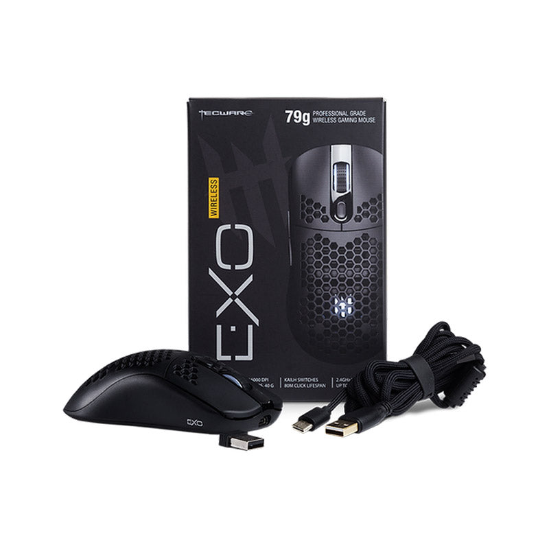 TECWARE EXO Wireless Professional Grade Gaming Mouse - 16000 DPI (Black/White)