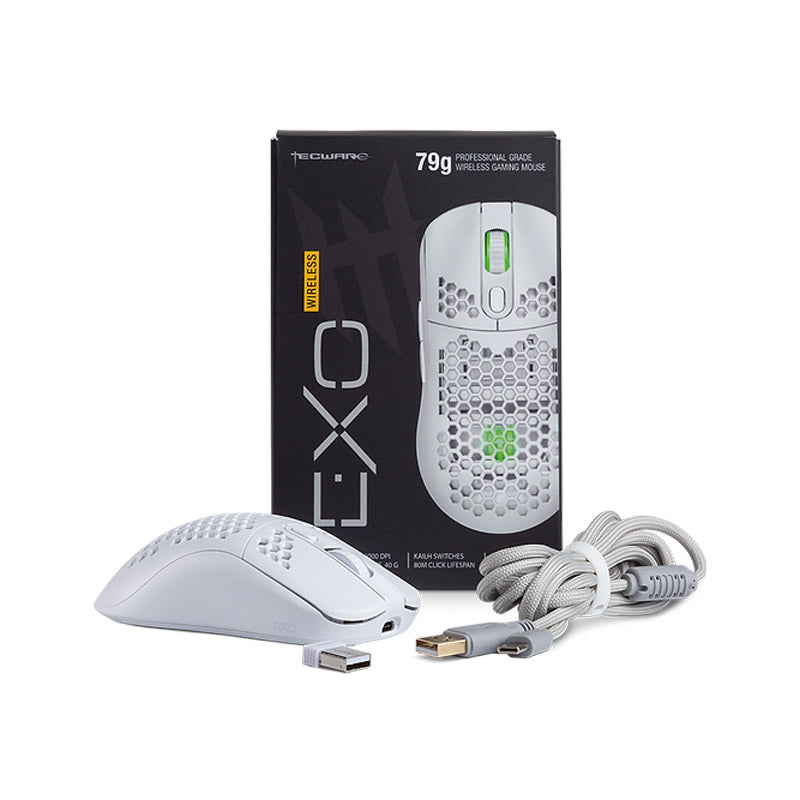 TECWARE EXO Wireless Professional Grade Gaming Mouse - 16000 DPI (Black/White)
