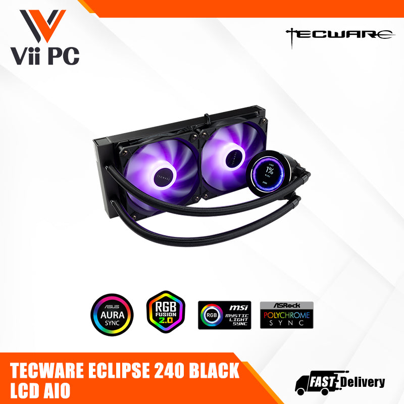 TECWARE ECLIPSE 240 LCD AIO Liquid CPU Cooler (Black/White)