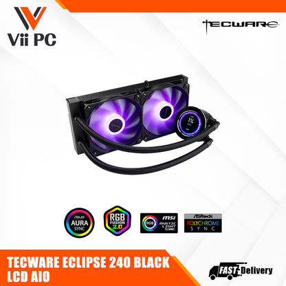 TECWARE ECLIPSE 240 LCD AIO Liquid CPU Cooler (Black/White)