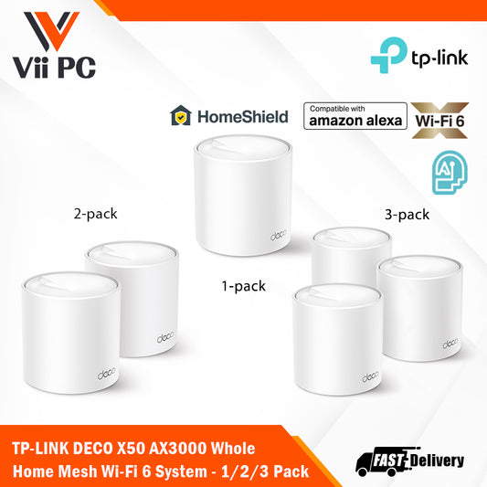 TP-LINK DECO X50 AX3000 Whole Home Mesh WiFi 6 System - 1/2/3pack