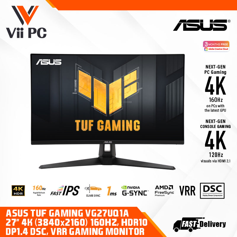 ASUS TUF Gaming VG27UQ1A Gaming Monitor – 27 inch 4K, HDR, 160Hz, ELMB Sync, 1ms response time, 95% DCI-P3