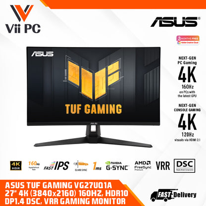 ASUS TUF Gaming VG27UQ1A Gaming Monitor – 27 inch 4K, HDR, 160Hz, ELMB Sync, 1ms response time, 95% DCI-P3