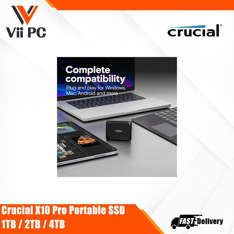 Crucial X10 Pro Portable SSD (1TB / 2TB / 4TB) - USB 3.2 Gen-2 2x2 (20Gb/s)