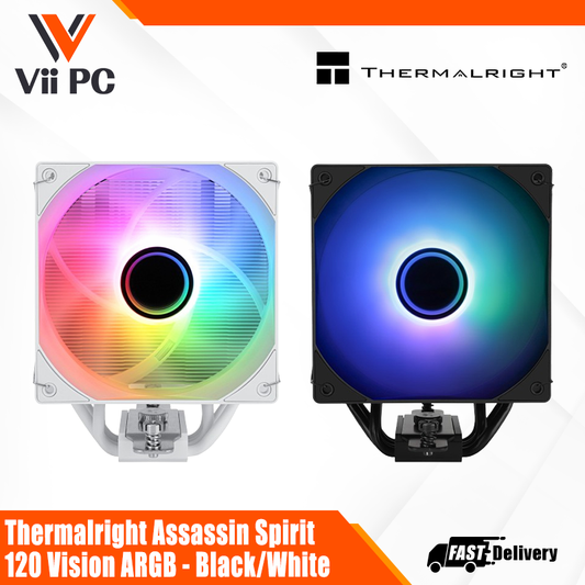 Thermalright Assassin Spirit 120 Vision ARGB CPU Cooler, Dual 120mm Fans, High Performance, Stylish Design - Black/White