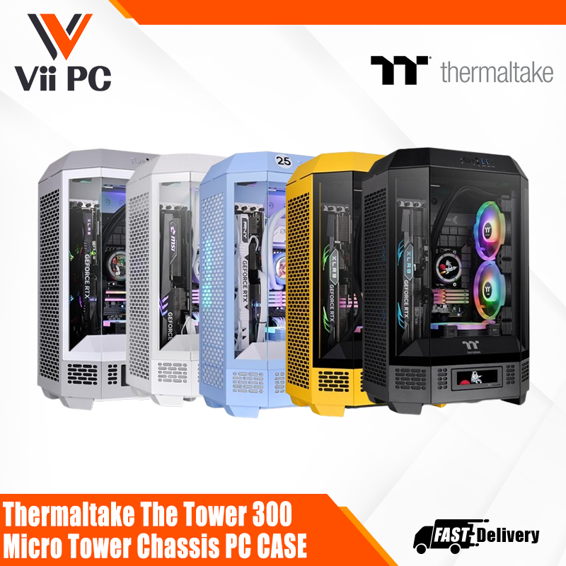 Thermaltake The Tower 300 Micro Tower Chassis - Black/Snow/Bumblebee/Hydrangea Blue/Limestone
