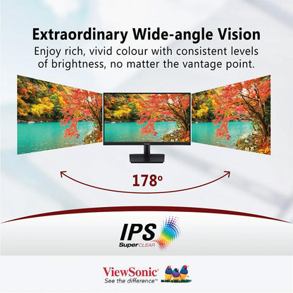 ViewSonic VA2409-MHU 24"Full HD 1080p USB C Monitor with Ultra-Thin Bezel, Adaptive Sync, 75Hz, Eye Care for Home and Office
