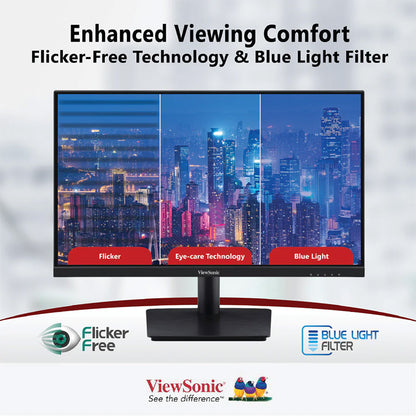 ViewSonic VA2409-MHU 24"Full HD 1080p USB C Monitor with Ultra-Thin Bezel, Adaptive Sync, 75Hz, Eye Care for Home and Office