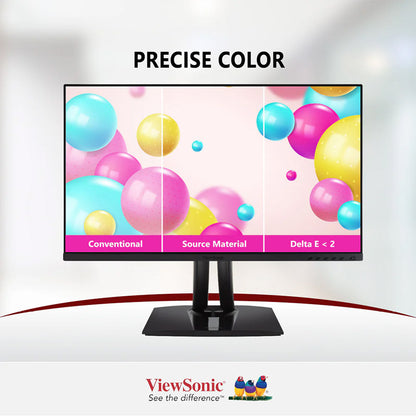 ViewSonic VP3256-4K 32" IPS 4K Monitor with Ultra-Thin Bezels, Color Accuracy, Pantone Validated, HDMI, DisplayPort and USB-C with 60W high-speed charging, for Professional, Home and Office