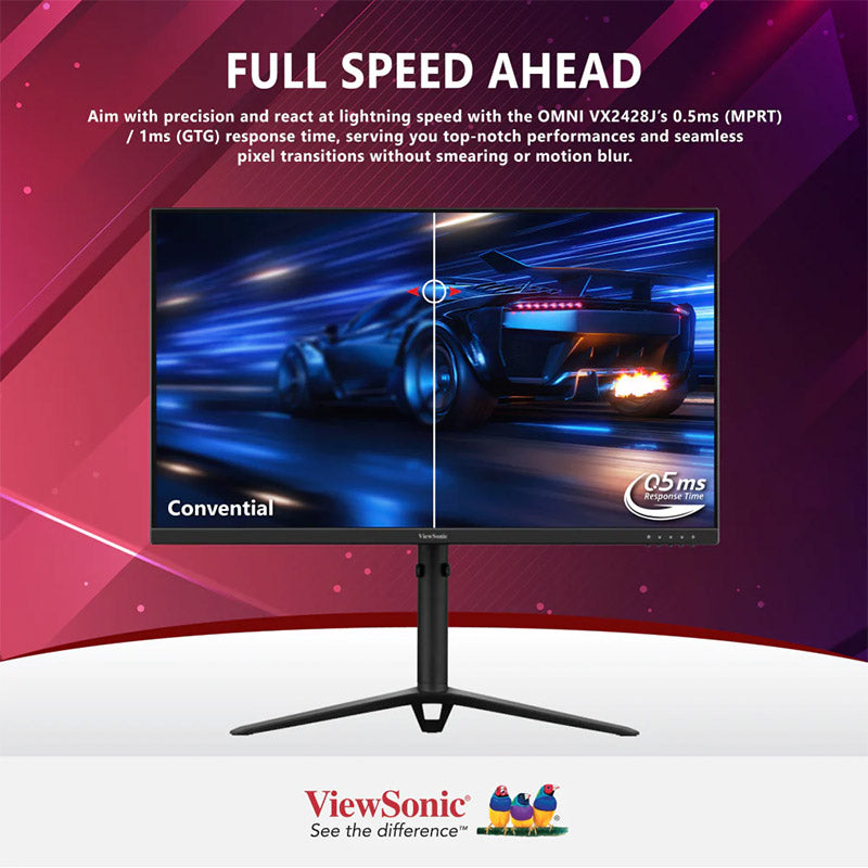 ViewSonic VX2428J 24” FHD, 0.5ms, 180Hz,Fast IPS with HDR10, AMD FreeSync, VESA AdaptiveSync and ClearMR, Full Ergonomic Gaming Monitor
