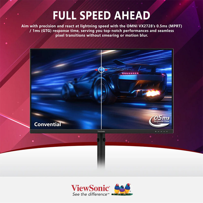 ViewSonic VX2728 27" IPS 180Hz, FHD 1080p Gaming Monitor, Built-in Speaker, AMD FreeSync Premium, VESA Adaptive Sync and clearMR, 0.5 ms, HDMI, DisplayPort