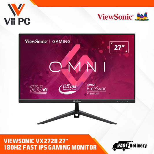 ViewSonic VX2728 27" IPS 180Hz, FHD 1080p Gaming Monitor, Built-in Speaker, AMD FreeSync Premium, VESA Adaptive Sync and clearMR, 0.5 ms, HDMI, DisplayPort
