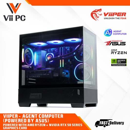 ViiPER - AGENT COMPUTER (Powered by ASUS) Powered with AMD RYZEN 5 7500F with RTX 5060 / AMD RYZEN 7 7700 with RTX 5060 / 16GB RAM / 1TB SSD