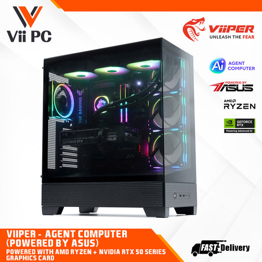 ViiPER - AGENT COMPUTER (Powered by ASUS) Powered with AMD RYZEN 7 7800X3D with RTX 5070 TI / AMD 9800X3D with RTX 5070 TI / 32GB RAM / 1TB SSD