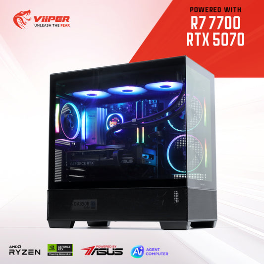 ViiPER - AGENT COMPUTER (Powered by ASUS) Powered with AMD RYZEN 7 7700 with RTX 5070 / AMD 7800X3D with RTX 5070 / 32GB RAM / 1TB SSD