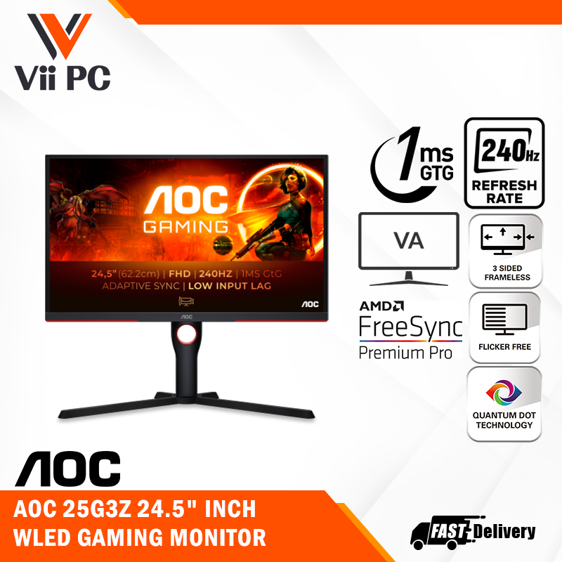 AOC 25G3Z - 24.5" FHD 240Hz IPS 0.5ms (MPRT) Gaming Monitor
