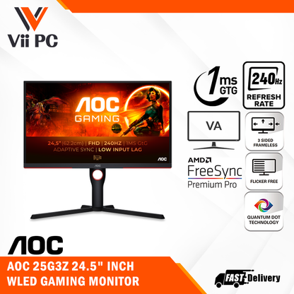 AOC 25G3Z - 24.5" FHD 240Hz IPS 0.5ms (MPRT) Gaming Monitor