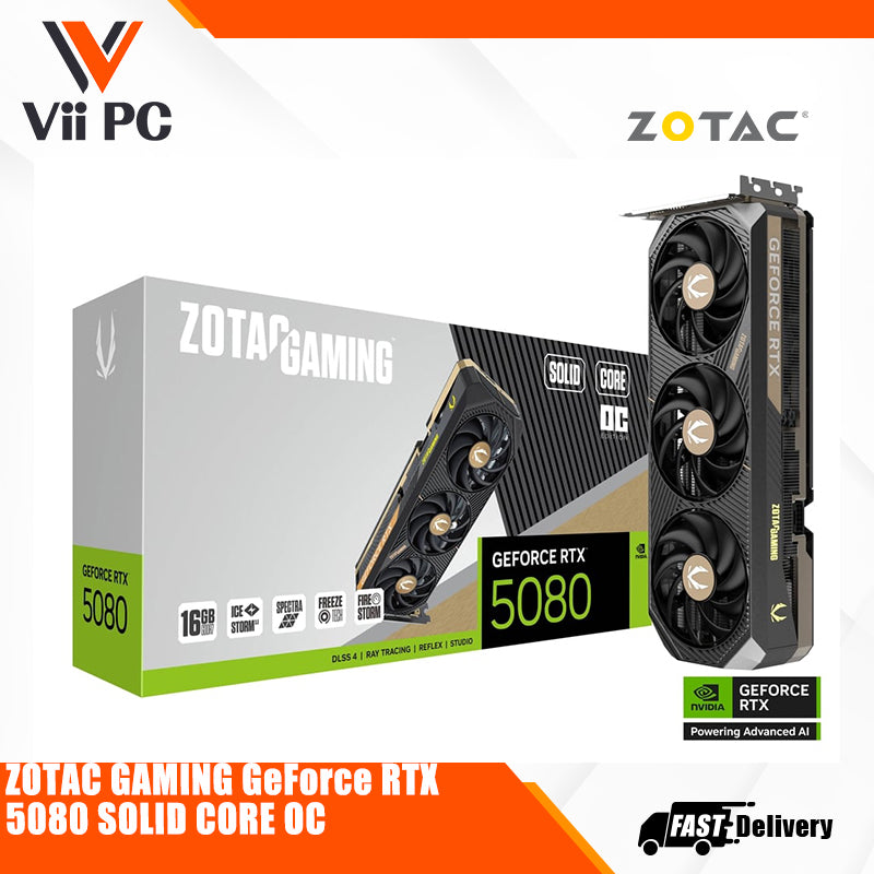 ZOTAC GAMING GeForce RTX 5080 SOLID CORE SOLID OC 16GB GDDR7 OC GAMING DESKTOP GRAPHICS CARD BLACK / WHITE