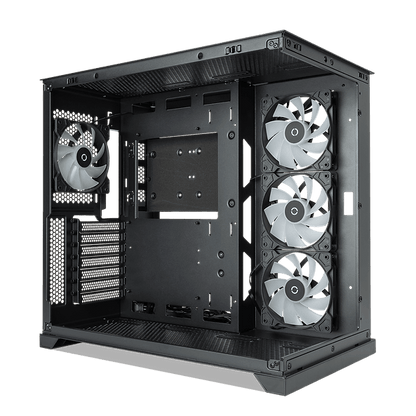 Tecware VXL EVO ATX DUAL TEMPERED GLASS CASE - ARGB , Dual Chamber Layout , Panel Locking Mechanism , Includes 4x RGB Fans , 1 Yrs Wty , BLACK / WHITE