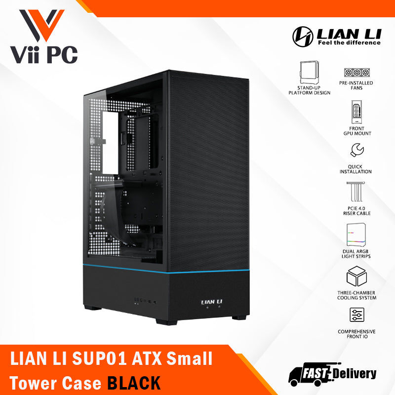 LIAN LI SUP01 BLACK/WHITE Tempered Glass ATX Small Tower CASE