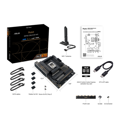 ASUS Proart X870E-Creator WIFI - AMD Socket AM5 for Ryzen™ 9000 & 8000 & 7000 Series Desktop CPU / 4 x DIMM slots, max. 192GB, DDR5 / 1 x Marvell® AQtion 10Gb / WIFI7 ATX Motherboard