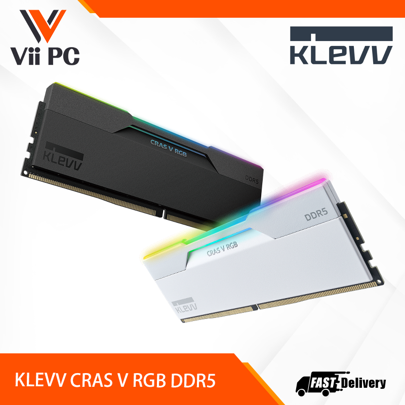 KLEVV CRAS V RGB DDR5 6000MHz CL28, 6000MHz CL30, 6400MHz CL32, 7200 CL34 (2x16GB & 2x24GB) - Black & White