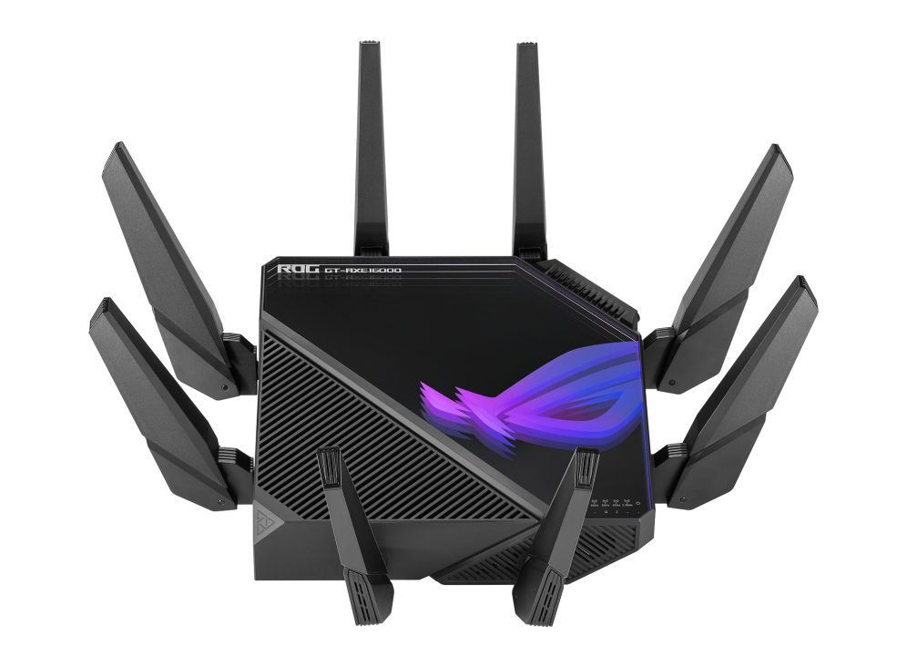 ASUS ROG Rapture GT-AXE16000 quad-band WiFi 6E (802.11ax) gaming router, new 6 GHz band, dual 10G ports, 2.5G WAN port, dual WAN, AiMesh support, VPN Fusion, Triple-level game acceleration and free network security