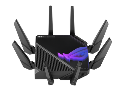 ASUS ROG Rapture GT-AXE16000 quad-band WiFi 6E (802.11ax) gaming router, new 6 GHz band, dual 10G ports, 2.5G WAN port, dual WAN, AiMesh support, VPN Fusion, Triple-level game acceleration and free network security